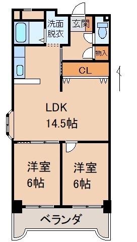 ベルテ堀止(2LDK/3階)の間取り写真