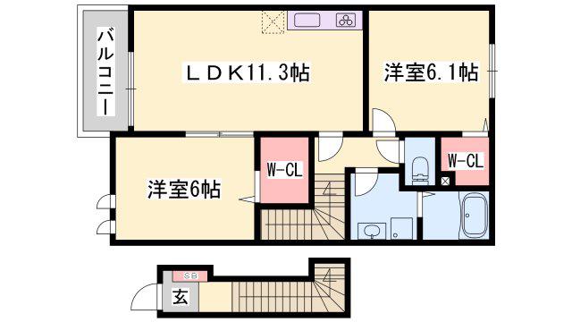 エクセレント大野(2LDK/2階)の間取り写真