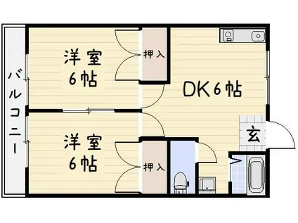 アムール(2DK/3階)の間取り写真