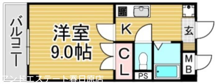 シティコートIII西鉄下大利駅前(1K/3階)の間取り写真