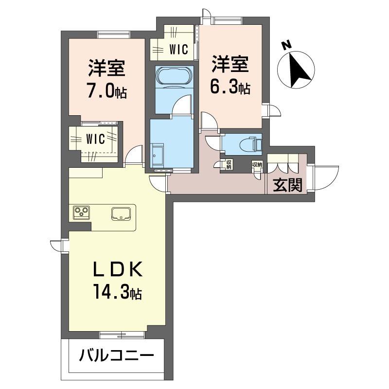 プエンテ アルト(2LDK/3階)の間取り写真
