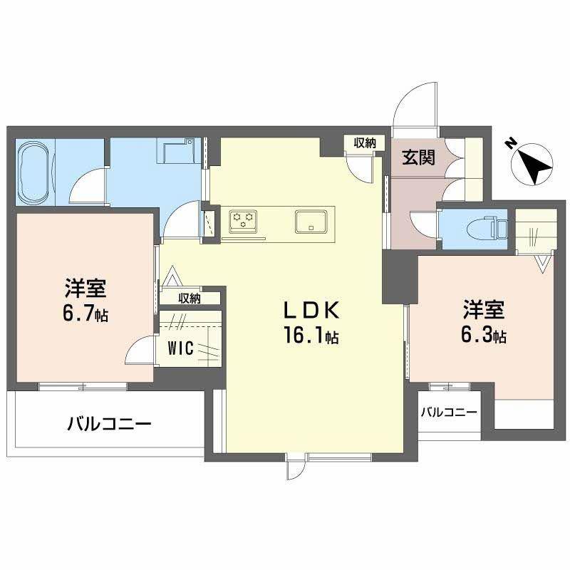 カヴァリエーレ(2LDK/3階)の間取り写真