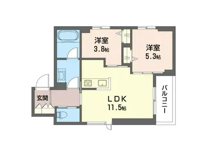 ジョイアークス湘南藤沢(2LDK/4階)の間取り写真