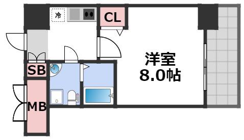セレニテ北久宝寺(1DK/8階)の間取り写真