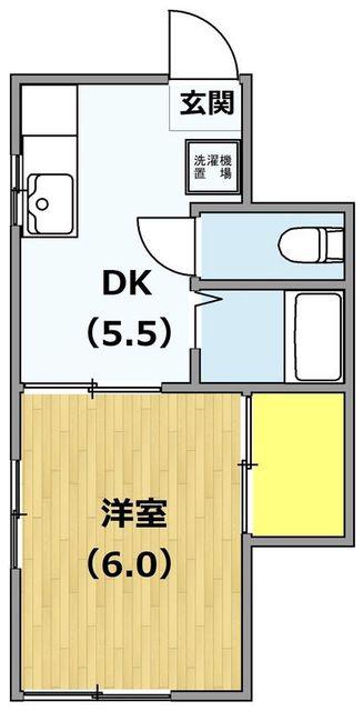 グリーンガーデン(1DK/1階)の間取り写真
