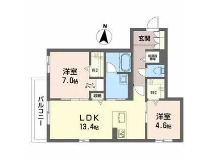 リッチシティオ(2LDK/1階)の間取り写真