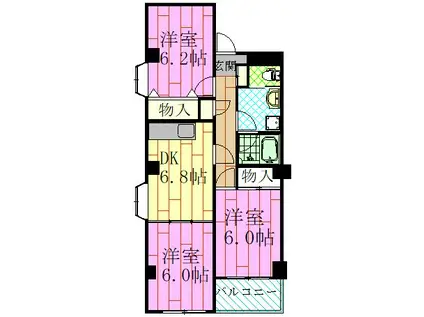 ブランノーブル(3DK/3階)の間取り写真