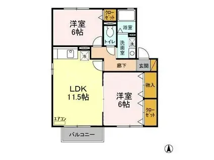 ブールジオンB(2LDK/2階)の間取り写真