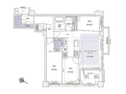 KDXレジデンス横濱紅葉坂(3LDK/5階)の間取り写真