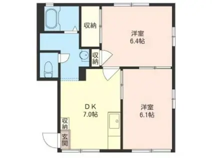 ドミールハナワ(2DK/1階)の間取り写真