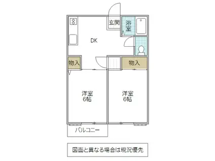 石高ハイツ(2DK/2階)の間取り写真
