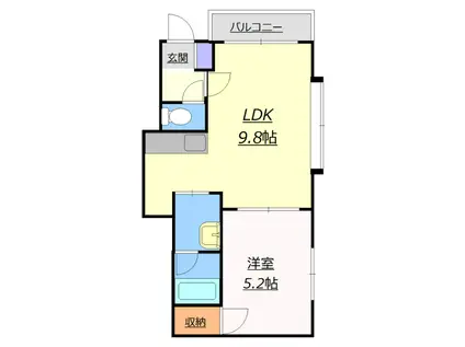 パークシティ新札幌(1LDK/2階)の間取り写真