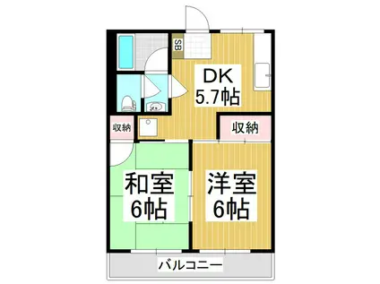 田川コーポ(2DK/1階)の間取り写真