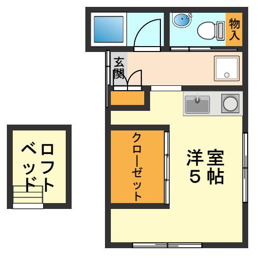 東小岩ハイツ(ワンルーム/2階)の間取り写真