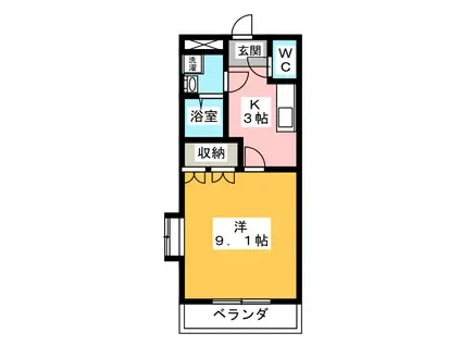レバンテ(1K/2階)の間取り写真