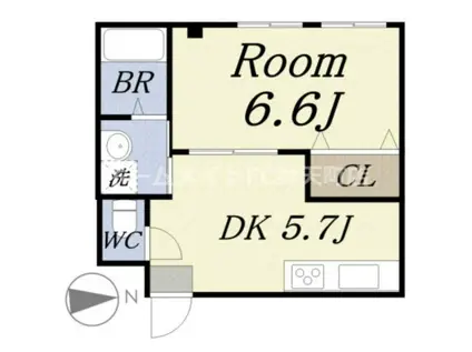 ヴィラ海岸通(1DK/1階)の間取り写真