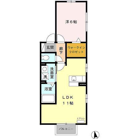 ウエストパーク(1LDK/2階)の間取り写真