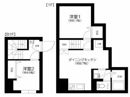 THE RESIDENCE NIHONBASHI(2DK/1階)の間取り写真