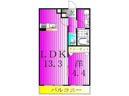シエーナ北小金II(1LDK/2階)の間取り写真