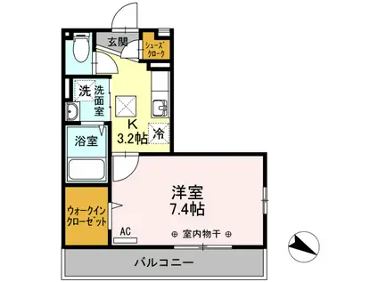 コンフォール新横濱Ⅱ(1K/2階)の間取り写真
