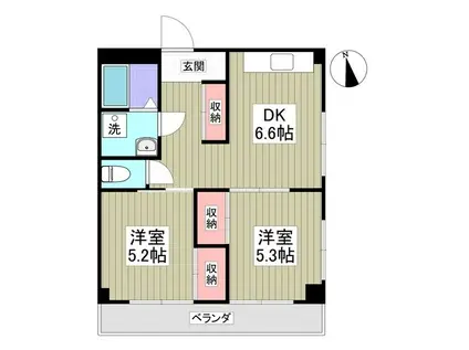 かきざわハイツ(2DK/3階)の間取り写真