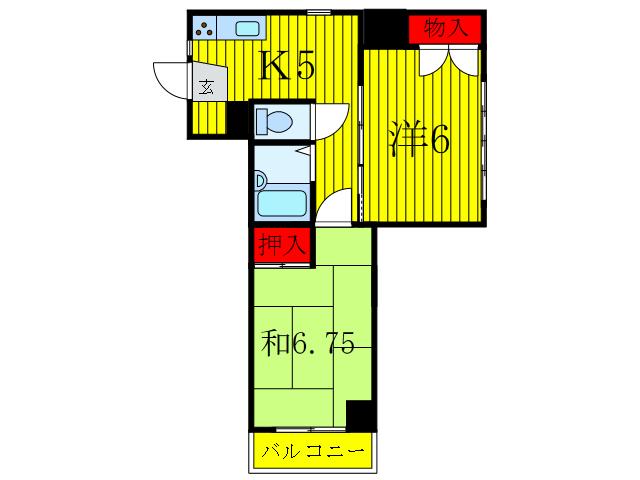 菊池ビル(2K/2階)の間取り写真