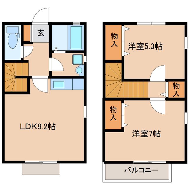 リヴィエール(2LDK/1階)の間取り写真