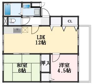 サファージュ高石 B棟(2LDK/3階)の間取り写真