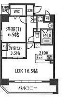 ベルンガーデン上本町(2LDK/8階)の間取り写真