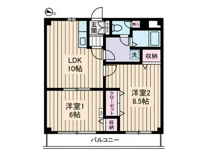 クレール秀光(2LDK/1階)の間取り写真