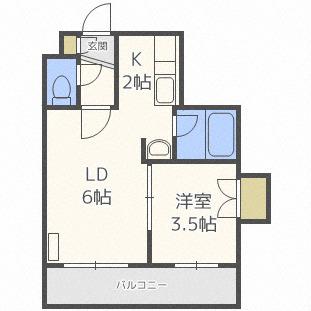ラフィナート北12条(1LDK/3階)の間取り写真