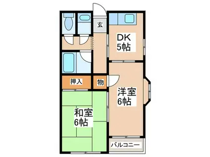 デイルーチェ鶴町(2DK/4階)の間取り写真