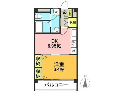 サンライズマンション(1DK/3階)の間取り写真