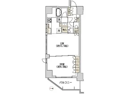 ヴェルディーク綾瀬(1LDK/5階)の間取り写真