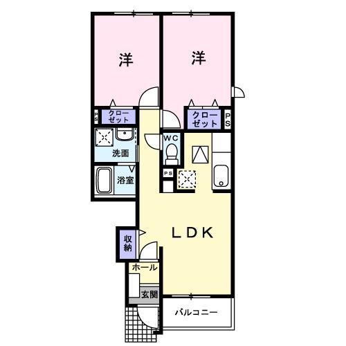 ブローテ (2LDK/1階)の間取り写真