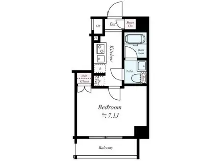ヴァローレクオリタ清澄白河(1K/2階)の間取り写真