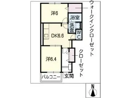 ヌーベル ソレイユ(2DK/1階)の間取り写真