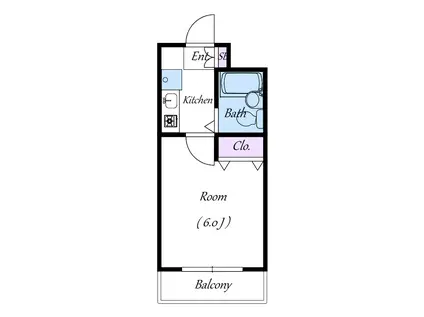 バーミリオン市川(1K/2階)の間取り写真