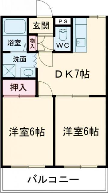 プレシャスII(2DK/1階)の間取り写真