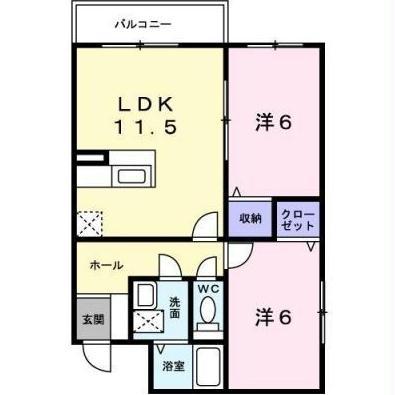ヴォール中島(2LDK/1階)の間取り写真