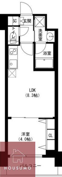 アーバネックス京橋(1LDK/8階)の間取り写真