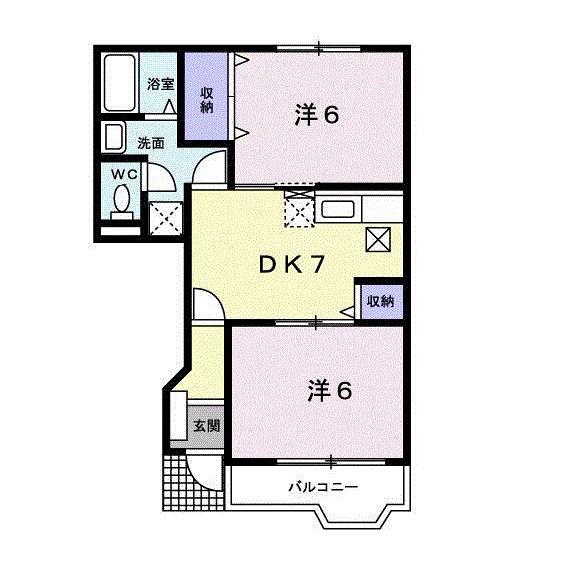 ソルフィー D(2DK/1階)の間取り写真