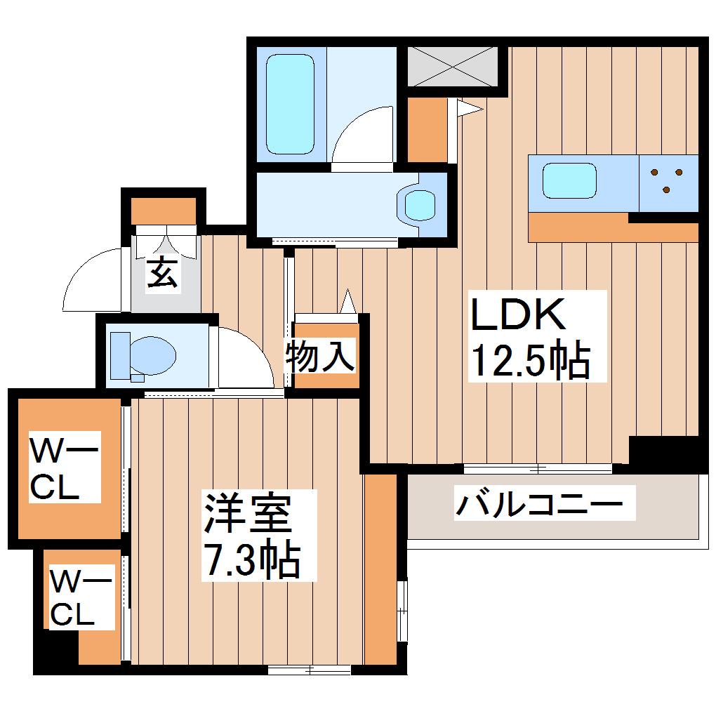 FELISEED長町1丁目(1LDK/1階)の間取り写真