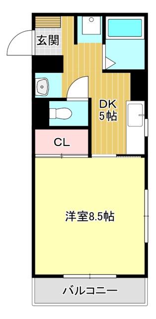 アベニュー山下(1K/2階)の間取り写真