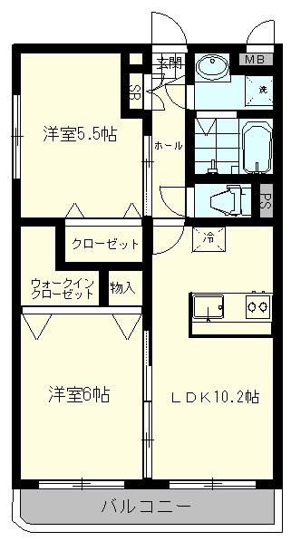 アバンツァートコルソ吉川美南(2LDK/1階)の間取り写真