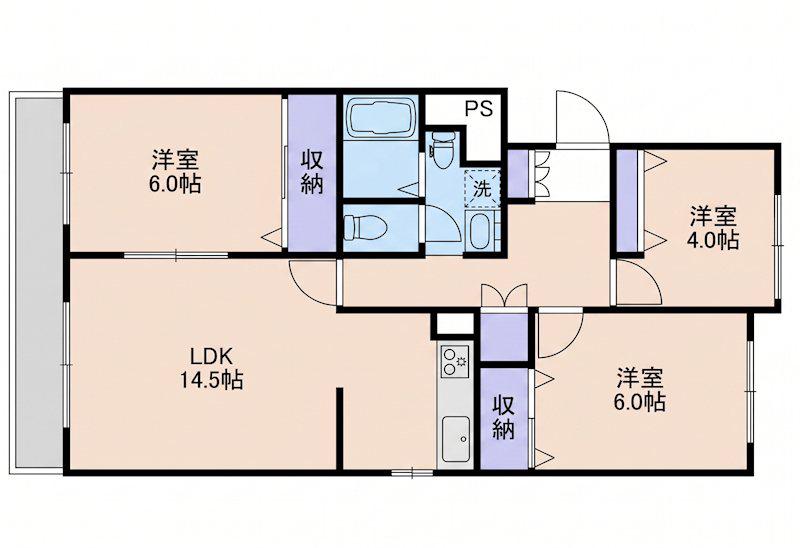 KSB 吉見園Ⅱ(3LDK/1階)の間取り写真