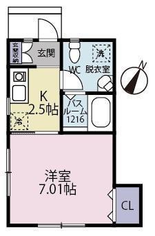 プランタンソレイユ大宮(1K/1階)の間取り写真