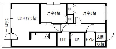コートロティS21・B(2LDK/3階)の間取り写真