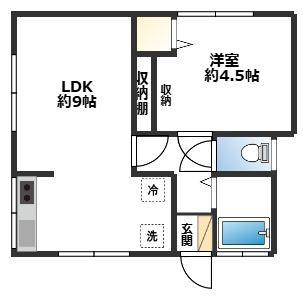 学園台ハイツ(1LDK/1階)の間取り写真