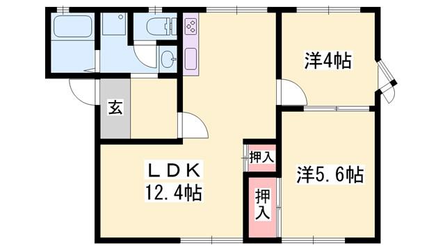 豊和ハイツ(2LDK/1階)の間取り写真
